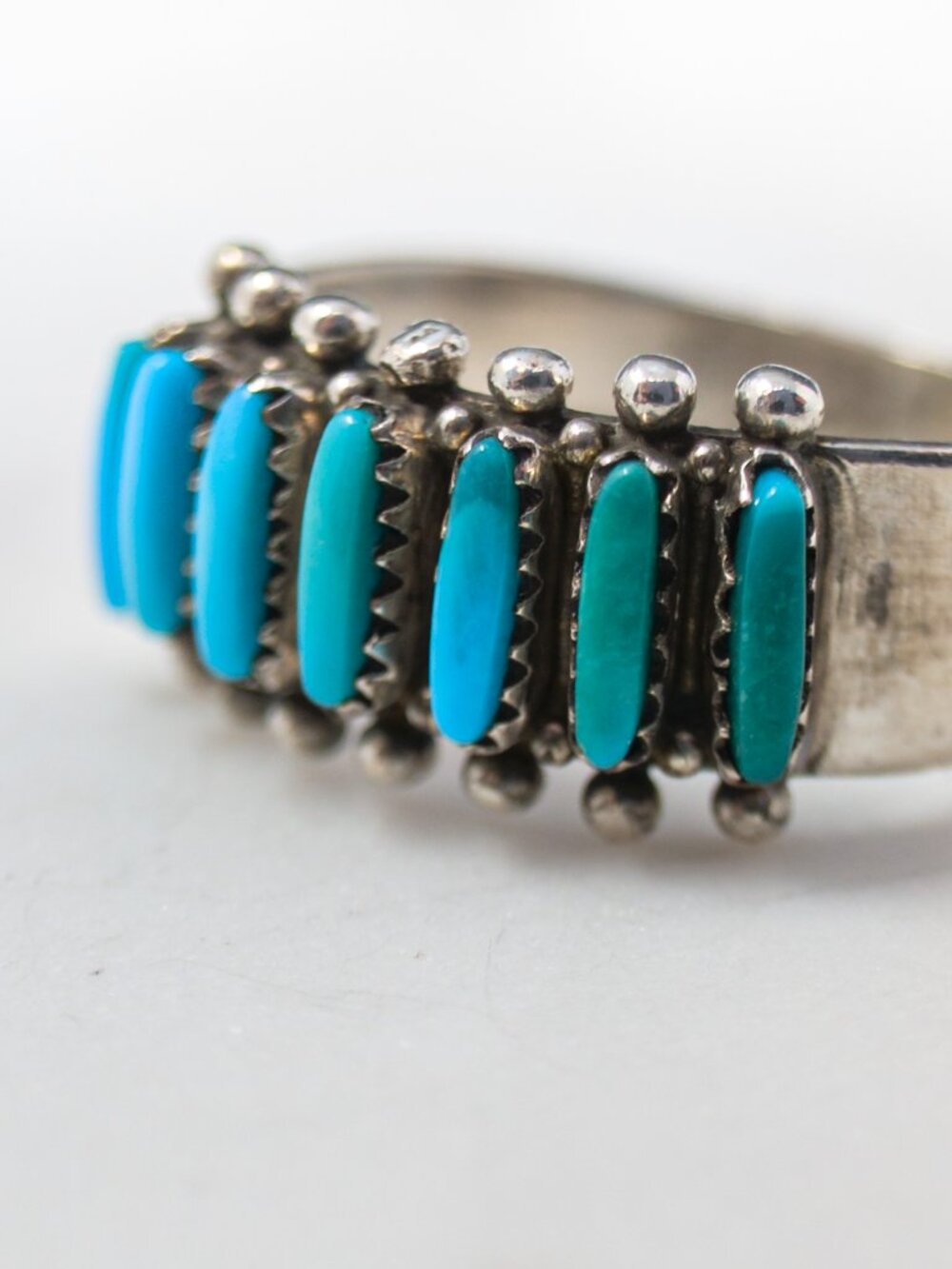 Gloria Acque Zuni 925 Sterling Turquoise Needle-Point Ring Sz 7